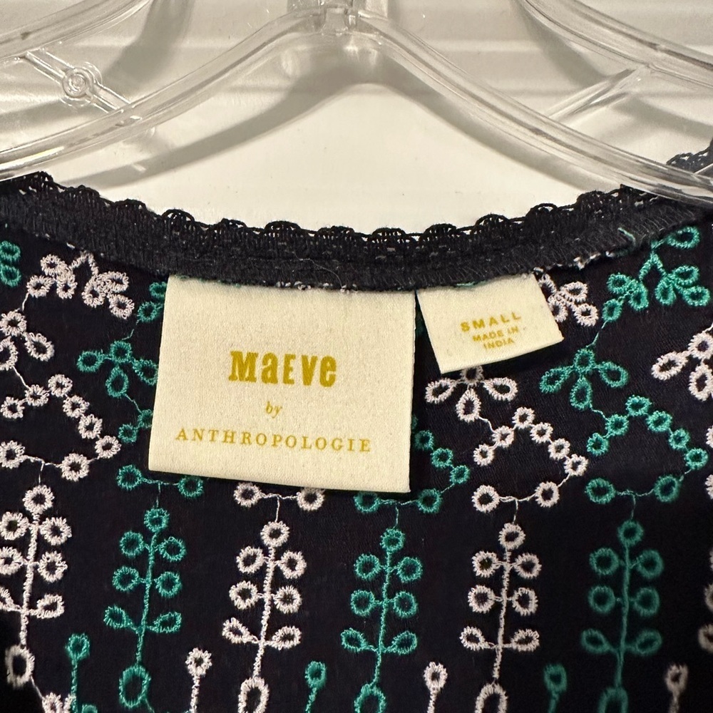 NWOT- Anthropologie Maeve Embroidered Peplum Top - Picture 4 of 6
